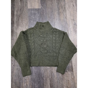 Express Crop Top Green Sweater Size XS Oversized